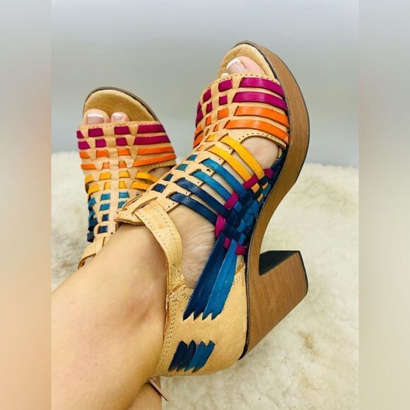 Handmade Rainbow Platform Heels - Picture 1 of 5